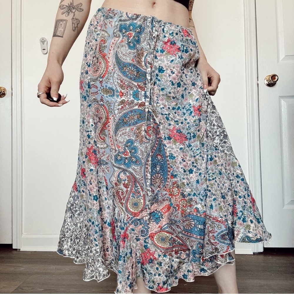 Sundance Paisley Blue Maxi Skirt Small